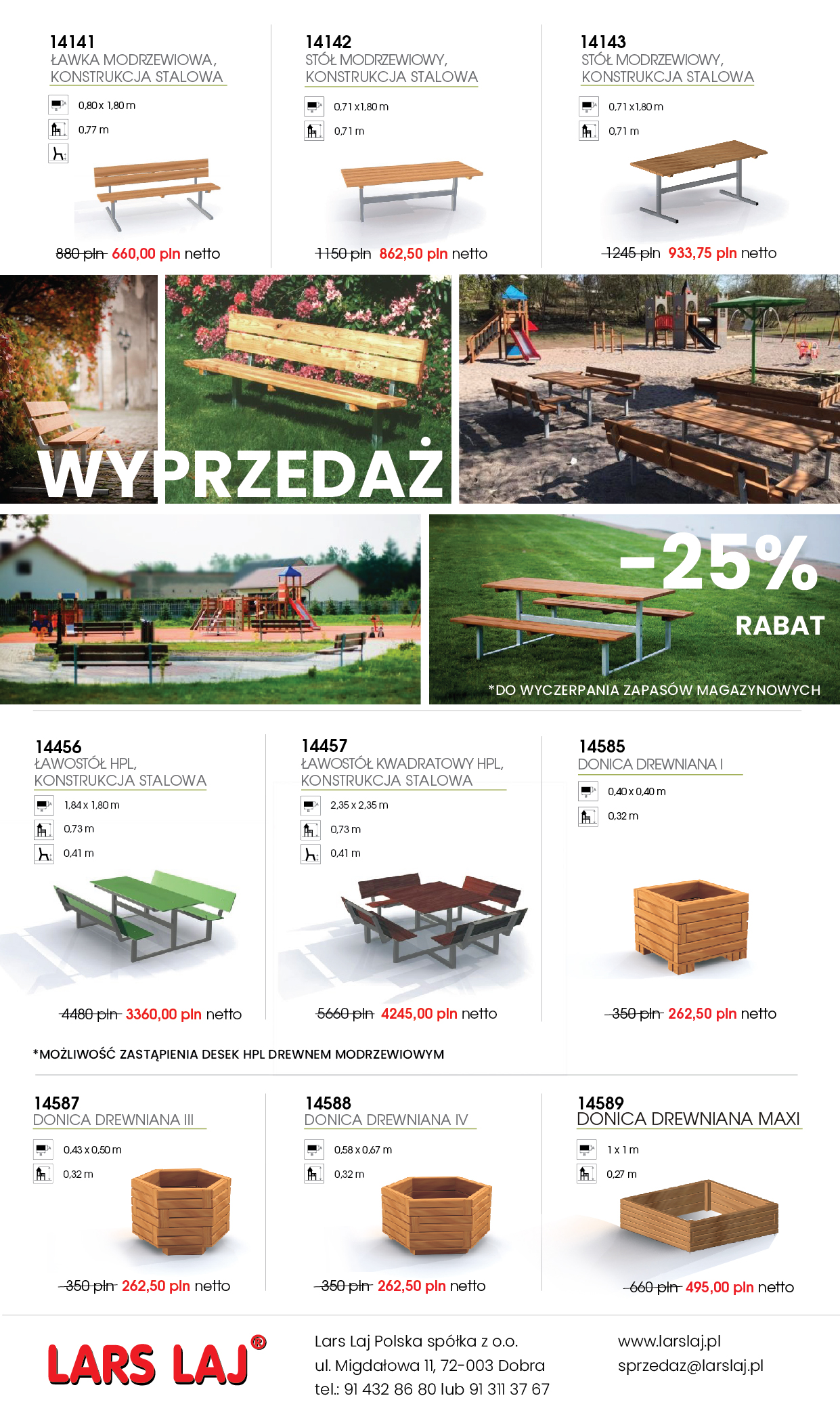 wyprzedaż ławek Lars Laj